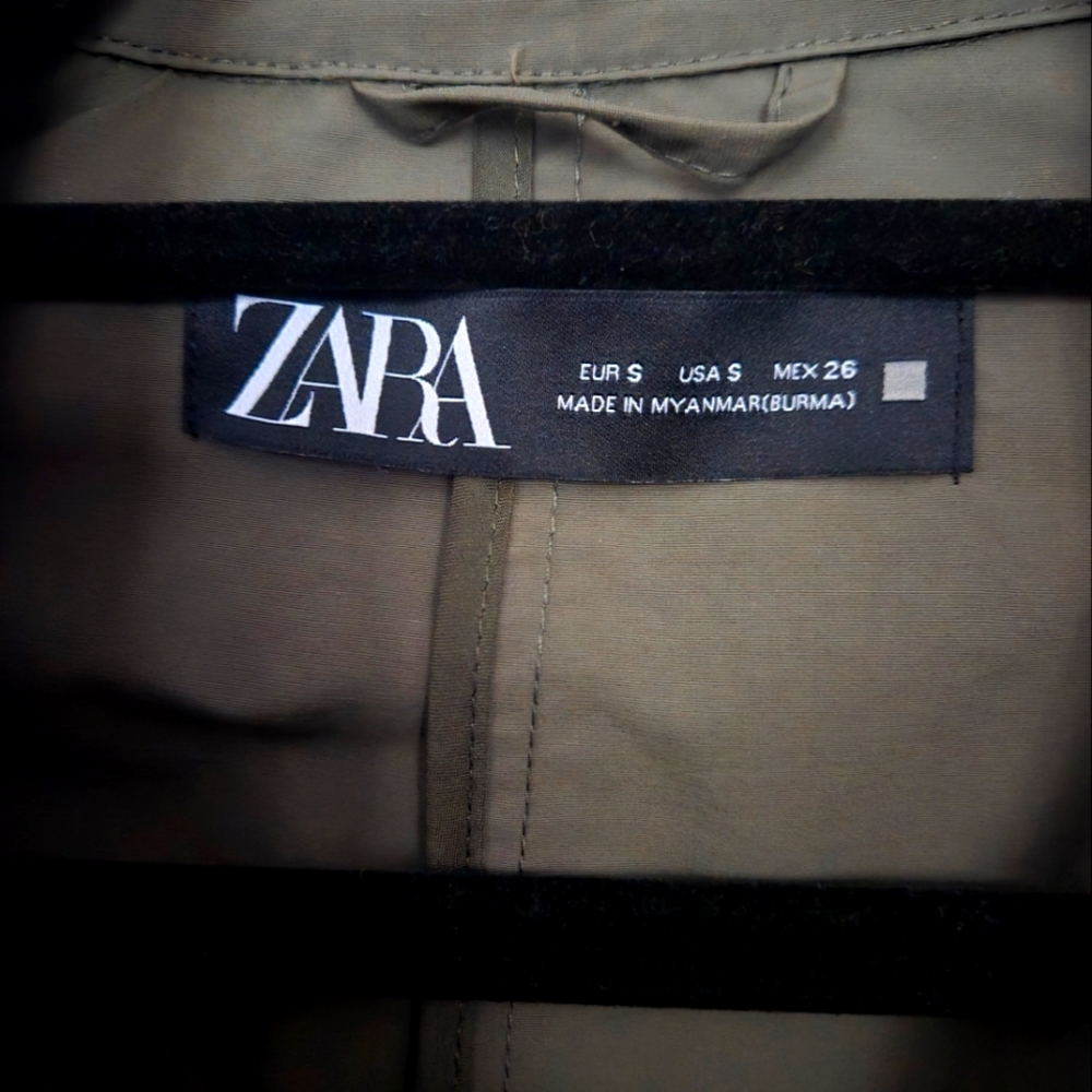 ZARA ARMY GREEN BELTED TRENCH COAT - Picture 5 of 9